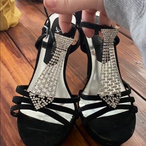 Black bow tie heels